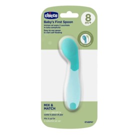 CHICCO Babys First Spoon, Κουτάλι Σιλικόνης για Βρέφη 8m+ Βεραμάν 1τεμ