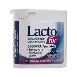 Uni-Pharma Lacto Fix 5000FFC Συμπλήρωμα Διατροφής με Ένζυμο Λακτάσης για τη Δυσανεξία στη Λακτόζη 25 Μασώμενα Δισκία
