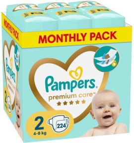 Pampers Premium Care Πάνες Μέγεθος 2 Monthly 4-8kg 224 Πάνες