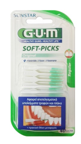 Gum 632 Soft Picks Regular Μεσοδόντια Βουρτσάκια Μιας Χρήσης 40 Τεμάχια + πρακτική θήκη μεταφοράς