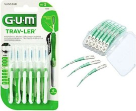 GUM Trav-ler 1414 Μεσοδόντια Βουρτσάκια 1.1mm Πράσινα 6τμχ & Gum 650 Soft Picks Advanced Μεσοδόντιες Οδοντογλυφίδες Regular Πράσινες 12τμχ