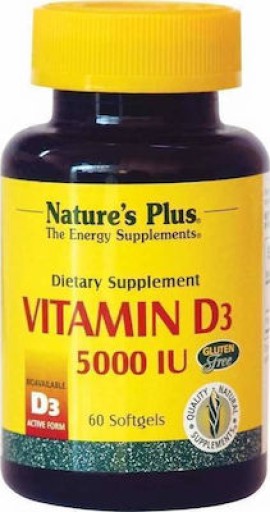 Natures Plus Vitamin D3 5000IU 60 μαλακές κάψουλες