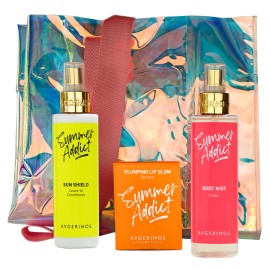 Avgerinos Cosmetics Summer Essentil Set (Body & Hair Mist,Sun Shield Leave In Conditioner &Plumping Lip Glow+ ΔΩΡΟ)