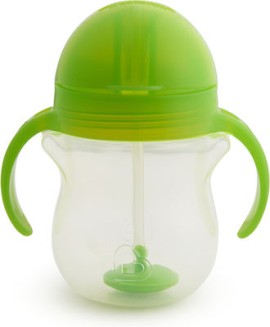 MUNCHKIN Tip & Sip Straw Cup Ποτήρι με Καλαμάκι & Βαρίδι που δε Χύνετα, Πράσινο - 207ml
