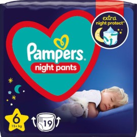 Pampers Night Pants No 6 Πάνες Βρακάκι Νυκτός Μέγεθος 6, (15kg+), 19τεμ