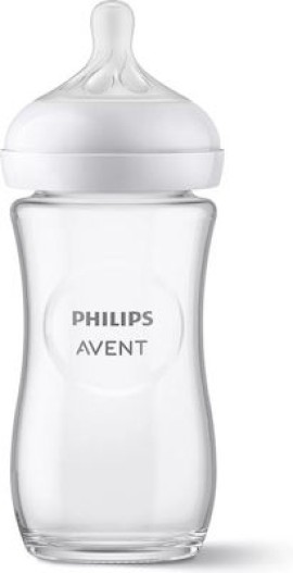 Philips Avent Natural Response Γυάλινο Μπιμπερό 1m+ Θηλή Σιλικόνης Ροή 3 240ml