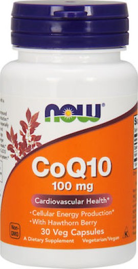 Now Foods CoQ10 100 mg w/ Hawthorn Berry Συμπλήρωμα Διατροφής με Συνένζυμο 30 Vegetarian Caps.