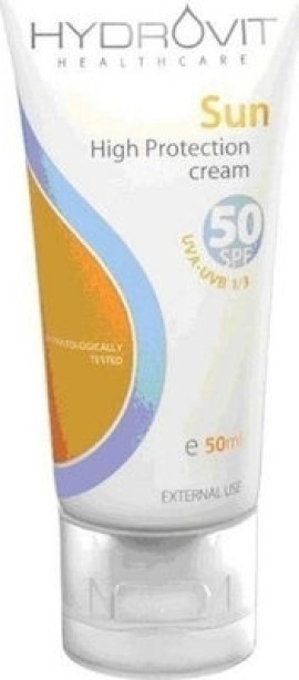 Hydrovit Sun High Protect Cream Spf50 Αντιηλιακή κρέμα προσώπου και σώματος 50ml. Αντιηλιακή κρέμα υψηλής προστασίας, ιδανικό για κάθε τύπο δέρματος, κατάλληλο για παιδιά και ενήλικες