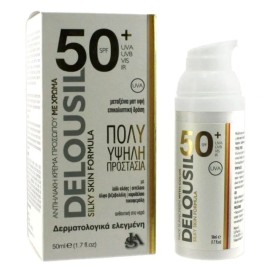 Delousil Silky Skin Αντηλιακή Κρέμα Προσώπου Με Χρώμα Light SPF50 50ml