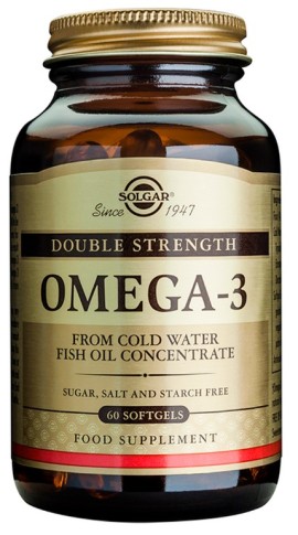 Solgar Omega -3 Double Strength Συμπλήρωμα Διατροφής Ω -3 Διπλής Δράσης 60 Μαλακές Κάψουλες