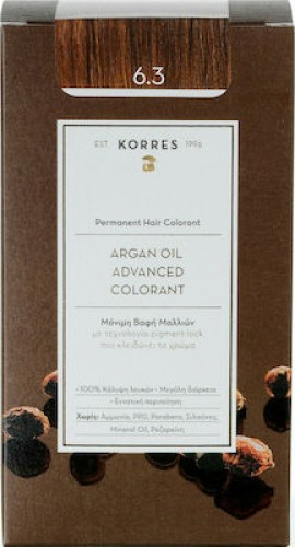 Korres Argan Oil Advanced Colorant Βαφή Μαλλιών 6.3 Ξανθό Σκούρο Μελί 50ml