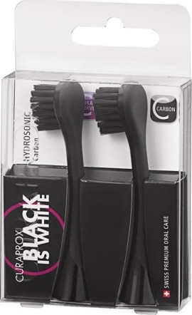 Curaprox Black Is White Hydrosonic Carbon Brush Head Ανταλλακτικές Κεφαλές 2 Τμχ