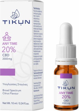 Tikun Any Time Έλαιο Κάνναβης σε Σταγόνες 2000mg με 20% CBD με Γεύση Citrus 10ml