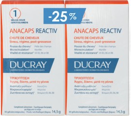 Ducray Promo -25% Anacaps Reactiv Συμπλήρωμα Διατροφής Κατά της Τριχόπτωσης, 2x30caps