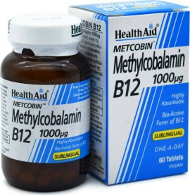 Health Aid B12 Metcobin Methylcobalamin 1000μg Συμπλήρωμα Διατροφής 60 Ταμπλέτες