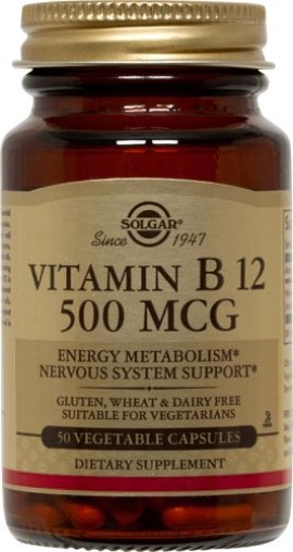 Solgar Βιταμίνη B12  500μg 50 Φυτικές Κάψουλες
