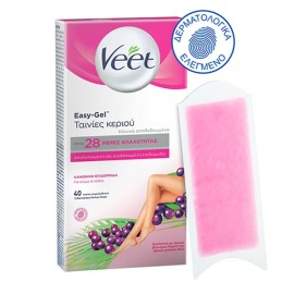 Veet Wax Strip Easy-Gelwax Body & Legs Normal Skin Ταινίες Κεριού για Κανονική Επιδερμίδα 40 ταινίες