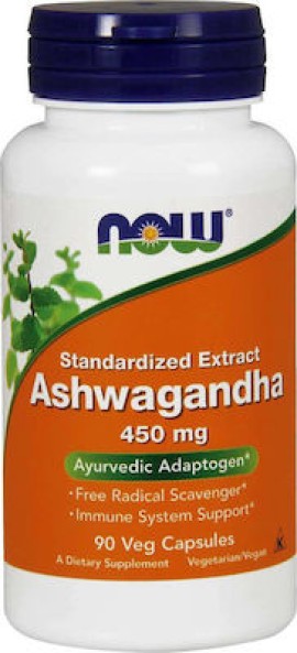 Now Foods Ashwagandha Extract 450mg για Αγχος/Στρες και Ανοσοποιητικό 90veg caps