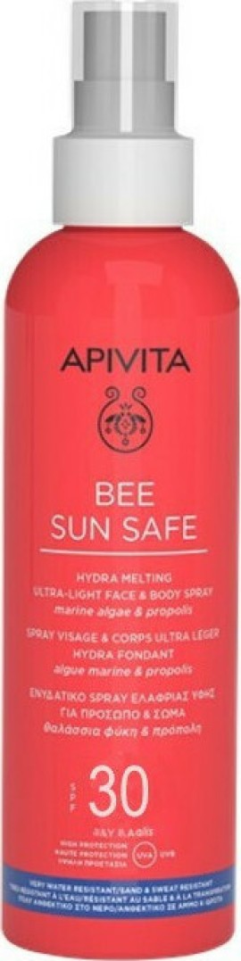 Apivita Bee Sun Safe Hydra Melting Face Body SPF30 Ενυδατικό Αντηλιακό Spray Ελαφριάς Υφής Για Πρόσωπο - Σώμα Με Θαλάσσια Φύκη και Πρόπολη 200ml