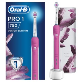 Oral B Pro1 750 Pink Design Edition Επαναφορτιζόμενη Ηλεκτρική Οδοντόβουρτσα + ΔΩΡΟ Θήκη Ταξιδιού