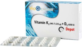 Viogenesis Vitamin K2 (MK-7) 225 μg & Vitamin D3 4000 IU Depot, 60 tabs