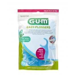 Gum Easy Flossers 890 Οδοντικό Νήμα σε Διχάλες Cool Mint Ελαφρώς Κερωμένο 90 Τεμάχια