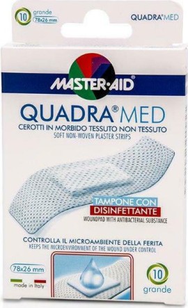 Master Aid Quadra Med 10 Strip Φαρδιά. Strips μεγάλου μεγέθους για τα τραύματα