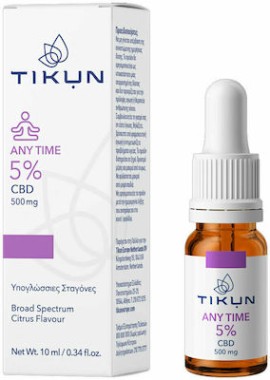 Tikun Any Time Έλαιο Κάνναβης σε Σταγόνες 500mg με 5% CBD με Γεύση Citrus 10ml