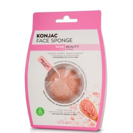 Vican Konjac Face Sponge Pink Clay Powder, 1τμχ