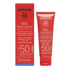 Apivita Bee Sun Safe Anti-Spot & Anti-Age Defense Tinted Face Cream SPF50 50ml Αντηλιακή Κρέμα Προσώπου Κατά Των Πανάδων & Των Ρυτίδων Με Χρώμα