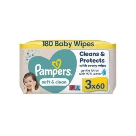 Pampers Soft & Clean Wipes Μωρομάντηλα 2+1 X 60 (180τμχ)