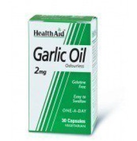 Health Aid Garlic Oil 2mg Odourless Vegetarian Συμπλήρωμα Διατροφής με Έλαιο Σκόρδου για Ρύθμιση Πίεσης & Χοληστερόλης 30 Φυτικές Άοσμες Κάψουλες