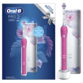 Oral B Pro2 2500 Pink Design Edition Επαναφορτιζόμενη Ηλεκτρική Οδοντόβουρτσα + ΔΩΡΟ Θήκη Ταξιδιού