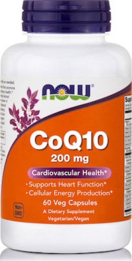 Now Foods CoQ10 200mg Συμπλήρωμα Διατροφής με Συνένζυμο Q10 60 Vegeterian Caps.