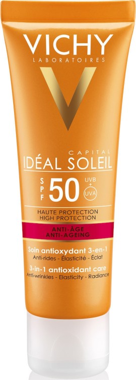 Vichy Capital Soleil Anti-Age 3in1 SPF50+ Αντηλιακό Προσώπου κατά των Ρυτίδων 50ml