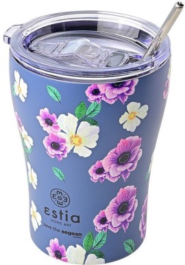 Estia Aνοξείδωτος Θερμός Coffee Mug Save The Aegean 350ml Garden Blue 01-16883