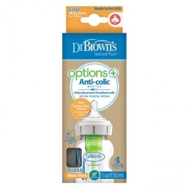 Dr. Browns Options+ Anti-colic Γυάλινο Μπιμπερό με Φαρδύ Λαιμό με Θηλή Σιλικόνης 150ml