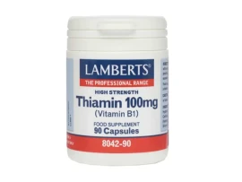 Lamberts Thiamin 100mg Vit B1 Θειαμίνη για τη Φυσιολογική Λειτουργία του Νευρικού Συστήματος, των Μυών και της Καρδιάς, 90caps