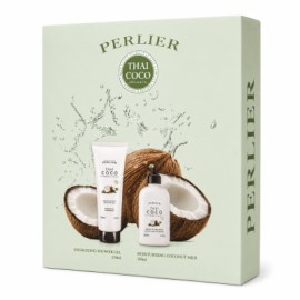 Perlier Set Thai Coco Energizing Shower Gel 250ml & Moisturizing Coconut Milk 250ml
