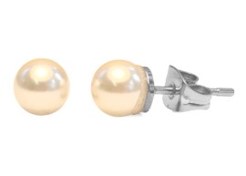 Farma Bijoux Perla 8mm Cream Rose Υποαλλεργικά Σκουλαρίκια [BEP8C42] 1 Ζευγάρι