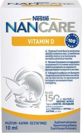Nestle Nan Care Vitamin D Συμπλήρωμα Διατροφής για Βρέφη & Μικρά Παιδιά για την Φυσιολογική Κατάσταση των Οστών & των Δοντιών 10ml