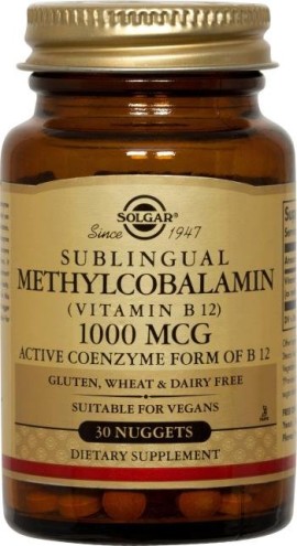 Solgar Sublingual Methylcobalamin 1000µg  Συμπληρωμα Διατροφής Βιταμίνης B12 30 Μασώμενες Ταμπλέτες