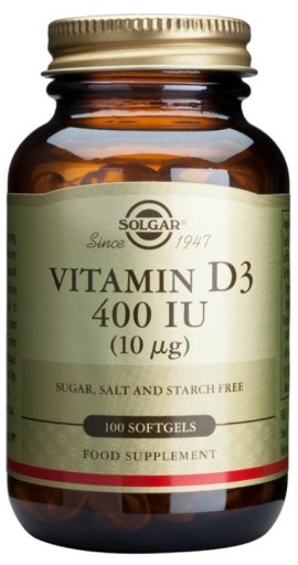 Solgar Vitamin D3 400IU 100 Μαλακές Κάψουλες