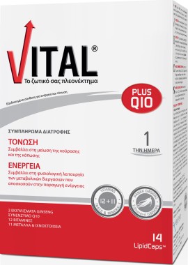Vital Plus Συμπλήρωμα Διατροφής Συνένζυμου Q10 14 Κάψουλες