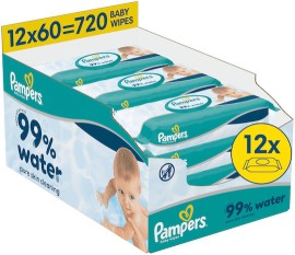 Pampers Baby Wipes 99% Water 12x60τμχ