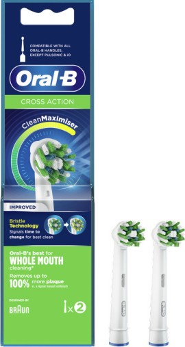 Oral-B Cross Action White Ανταλλακτικές Κεφαλές 2Τμχ.