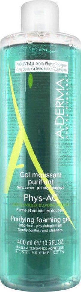 A-Derma PHYS AC Moussant Purifiant Gel Καθαρισμού για Δέρμα με Τάση Ακμής 400ml