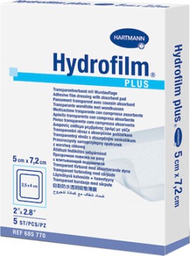 Hartmann Hydrofilm Plus Αυτοκόλλητο Διαφανές Επίθεμα Με Απορροφητική Στρώση 5cmx7.2cm 5 Τεμάχια