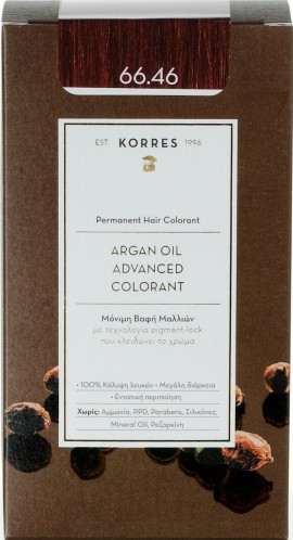 Korres Argan Oil Advanced Colorant Μόνιμη Βαφή Μαλλιών 66.46 Έντονο Κόκκινο Βουργουνδίας - 50ml