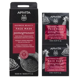 Apivita Express Beauty Face Mask Pomegranate Μάσκα Προσώπου με Ρόδι για Λάμψη & Αναζωογόνηση 2x8ml